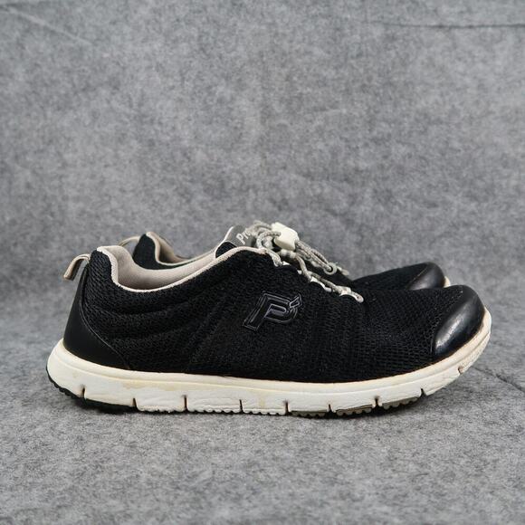 Propet Shoes Womens 9.5 Athletic Trainer Casual Black Mesh Drawstring Comfort - Picture 1 of 14